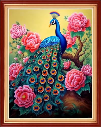 Funchey Stamped Cross Stitch Kits, DIY Cross Stitch Pattern for Adults Beginners Needlepoint Kits Embroidery Kit Arts and Crafts 11CT-Peacock Flowers 16x20 inch - color: Handicraft patterns22