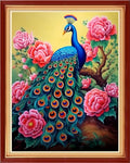 Funchey Stamped Cross Stitch Kits, DIY Cross Stitch Pattern for Adults Beginners Needlepoint Kits Embroidery Kit Arts and Crafts 11CT-Peacock Flowers 16x20 inch - color: Handicraft patterns22