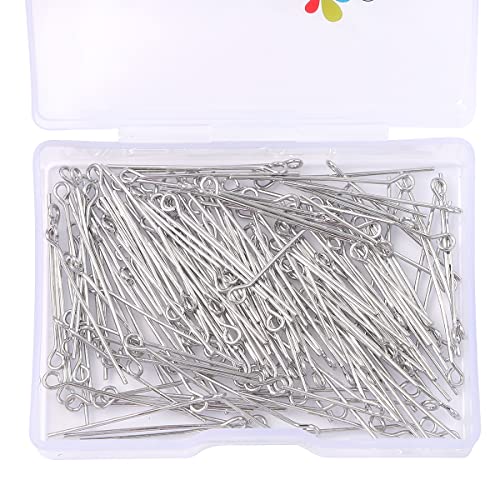BEADIA Platinum Plated Open Eye Pins Non Tarnish 30mm 150pcs for Jewelry Making Findings - color: Open Eye Pins Platinum, size: 30x0.7mm