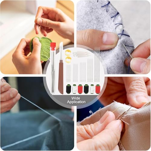 37Pcs Stainless Steel Sewing Needles for Big Eye Steel Sewing Needles Kit with Sewing Kit for Adults - Steel Needles for Hand Sewing Kit with Thread Kit, Threader and Needle Repair Kit