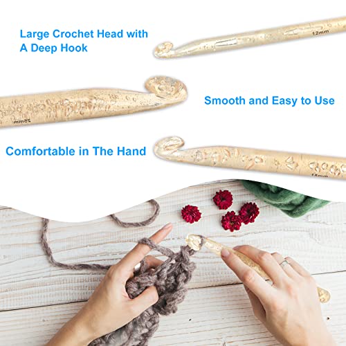Vodiye 5 Sizes Large Crochet Hooks Set, 10-15 mm, Ergonomic Design - size: 5 Size(12.0-25.0mm)