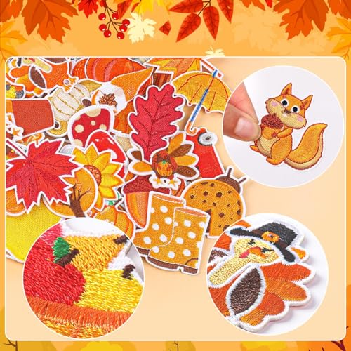 AUGSUN 36Pcs Fall Autumn Iron on Patches Thanksgiving Day Sew Applique - style: Fall Thanksgiving Style
