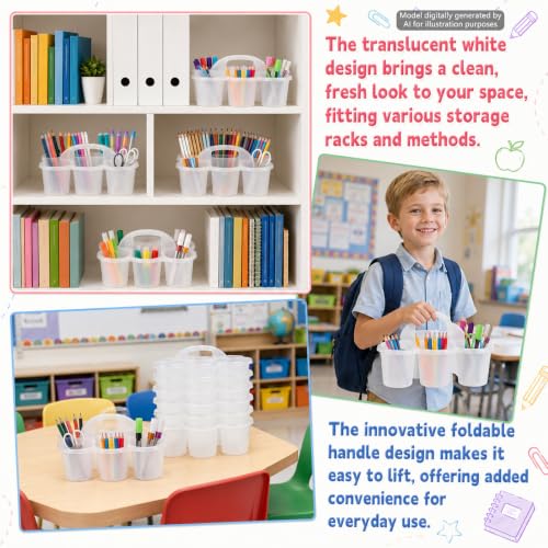 gisgfim 6 Pack Classroom Caddy Organizer with Handle, 6 Compartments, Clear - color: Clear
