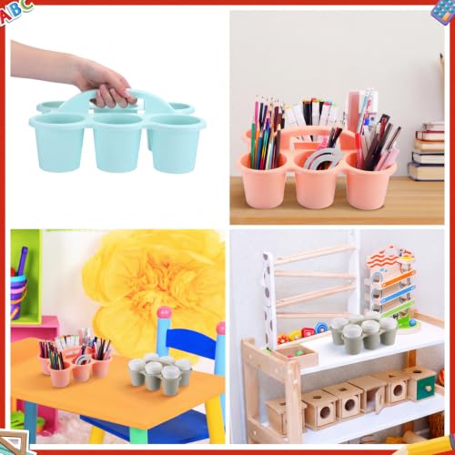 6 Pack 6 Cup Caddy for Classroom Plastic Round Desk Table Caddy, Boho - color: Boho