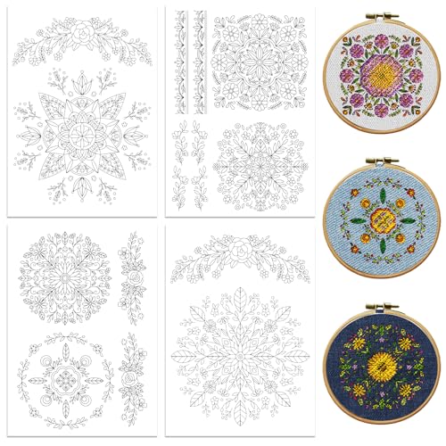 Peacoblue Mandala Flower Stick and Stitch Embroidery Patterns - color: Mandala Flower