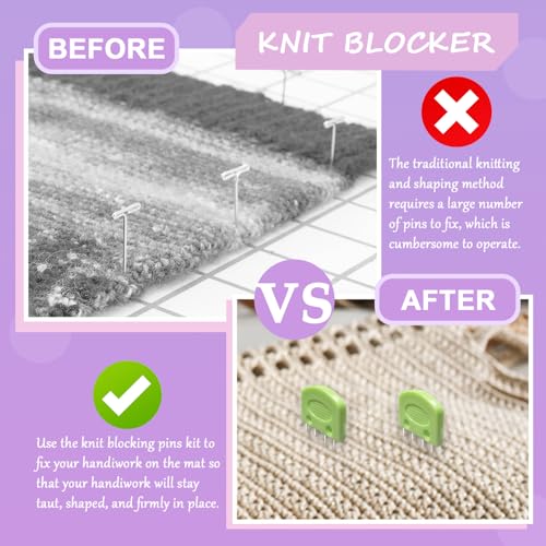 20Pcs Knit Blockers Pins Kit, Knit Blocking Combs for Crochet Knitting Blocking Board Mats, Crochet Blocking Pins for Crochet Projects Sewing Lace Needlework Projects Tool-Green - color: Green