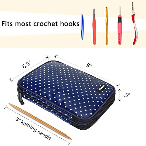 Damero Crochet Hook Case Organizer Empty, Large, Blue Dots - color: Blue Dots, size: Large (For Up to 8'' Needles)