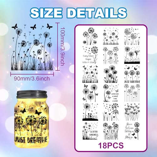 GLOBLELAND 18 Sheets Dandelion Butterfly Rub on Transfers 3.9x3.6 inch - style: Dandelion