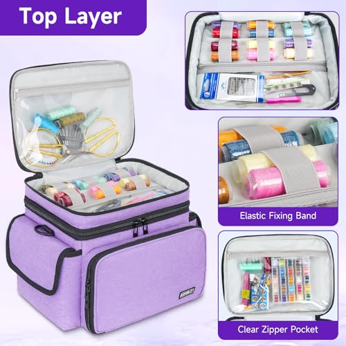 LEFOR·Z Sewing Supplies Organizer Storage Bag(10.5 x 8 x 9inch),Sewing Box - color: Purple