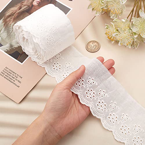 GORGECRAFT 7.5 Yards Cotton Lace Trim Eyelet Embroidery Fabric Curtain Tablecloth Slipcover Bridal DIY Clothing/Accessories for DIY Craft Sewing Wedding Decoration 80Mm Wide - size: 7.5 Yards;80mm wide
