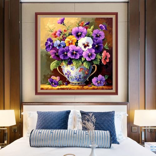 Funchey Counted Cross Stitch Kits for Adults Needlepoint Kits Unprinted Cross Stitching Embroidery Kit 11CT Cross Stitch Supplies&Colorful Flowers 18x18 inch - color: DIYCrafts16
