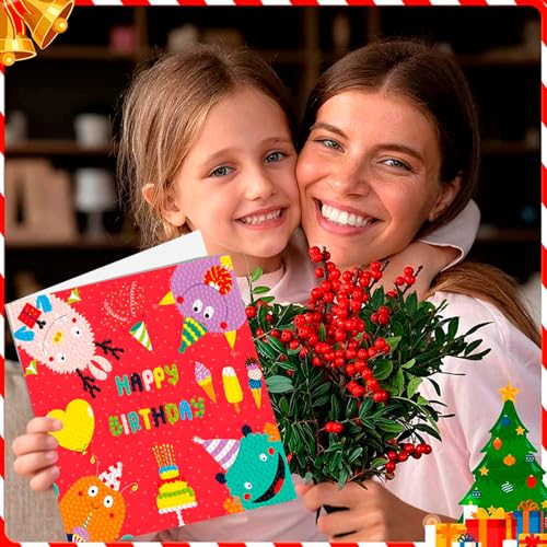 Diamond Art Painting Happy Birthday Cards, 8 Packs 5D Diamond Greeting Cards Kits for Adults DIY Diamond Art Birthday Cards with Envelopes Birthday Gifts for Families, Friends, Partners - color: Happy Birthday - 8 Packs
