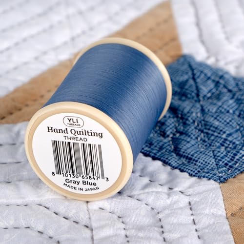 YLI Hand Quilting Thread - 100% Egyptian Cotton, Glazed, Strong & Tangle-Free, 500 yd. Spool - Gray Blue - color: Gray Blue