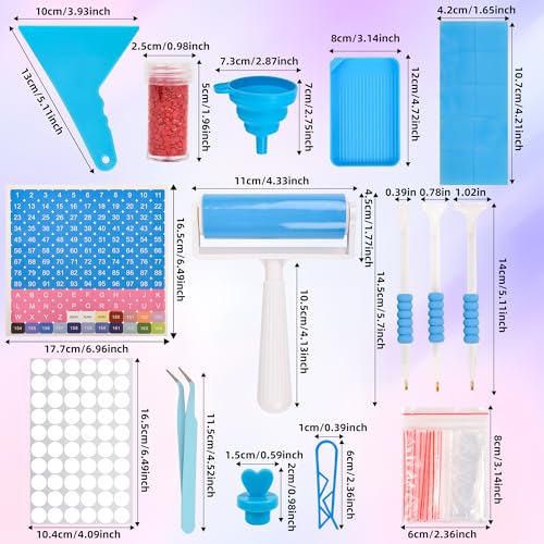 MERATIA Diamond Painting Storage Case Organizer, 40 Slots with Accessories - color: Blue-10 square+30 round bottles