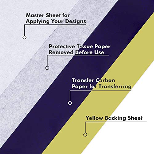 Tattoo Transfer Paper, Cridoz 100 Sheets Tattoo Stencil Transfer Paper for Tattooing Blue - size: 8.25 x 11.75 Inch (Pack of 100)