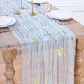 Floral Gauze Table Runner Centerpieces 10ft Embroidery Flower Tulle Spring - color: Baby Blue, size: 27"x120",6pcs