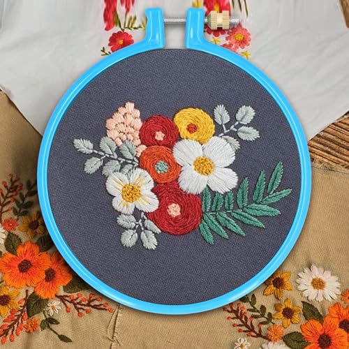 Embroidery Hoop Plastic, 5in Plastic Circle Cross Stitch Hoop Ring Circle Embroidery Ring Cross Stitch Supplies for Art Craft Sewing, Random Color