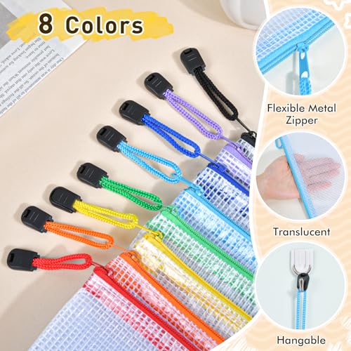 26pcs Mesh Zipper Pouch Bags, 8 Sizes Zippered Storage Bags for Organizing