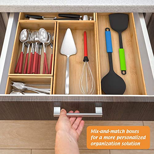 Bamboo Bathroom Drawer Organizer 15"x 6", Storage Box for Utensil Organizer - color: Bamboo, size: 15*6*2.5 inch
