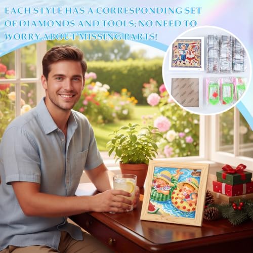 Trandraft 13 Pcs Vintage Holiday Small Diamond Art Kits for Adults Craft - style: Vintage Style
