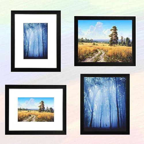 8x10 Photo Frame Gallery Picture frame with 5x7 mat,Freestanding and Wall Mountable,Black - color: Black, size: 8x10