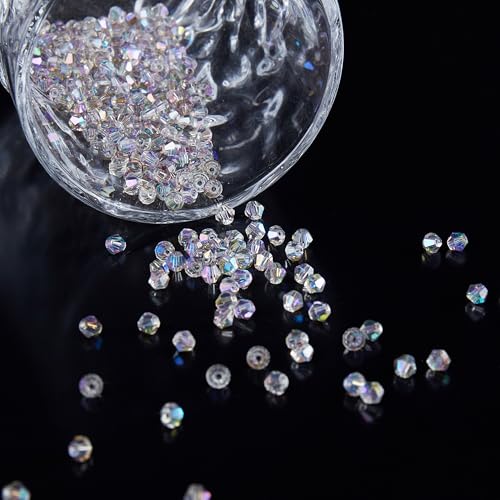 1100PCS 4mm Bicone Crystal Glass Beads for Jewelry Making, Sparkling Mini Beads for Suncatchers, DIY Bracelets & Craft Projects (AB Phantom Purple) - color: AB Phantom Purple, size: 4MM 1100 Pcs