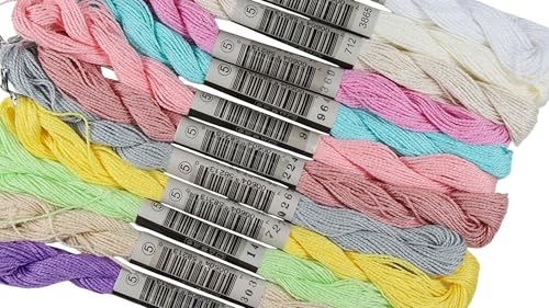 KCS 328 Yards(300 Meters) Mercerized Pearl Cotton Crochet Needlepoint Thread,Size 5, 12 skeins,Mixed Color 19 - color: 12color19, size: 12 skeins