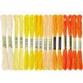 16 Skeins 131 Yards Multicolor Embroidery Thread Set 6 Ply 1.2mm Cotton Cross Stitch Embroidery Floss Friendship Bracelet String for Bracelet Making Knitting Stitching Sewing Crafts (Yellow) - color: Yellow