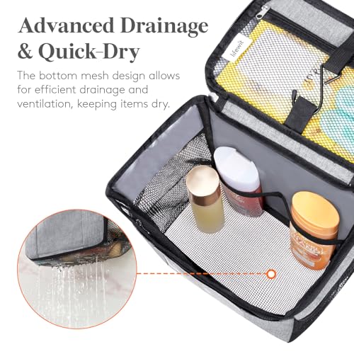 Lifewit Mesh Shower Caddy, Hanging Bathroom Organizer with PVC Phone Bag - color: Grey, size: L(10"L x 6"W x 11.5"H)