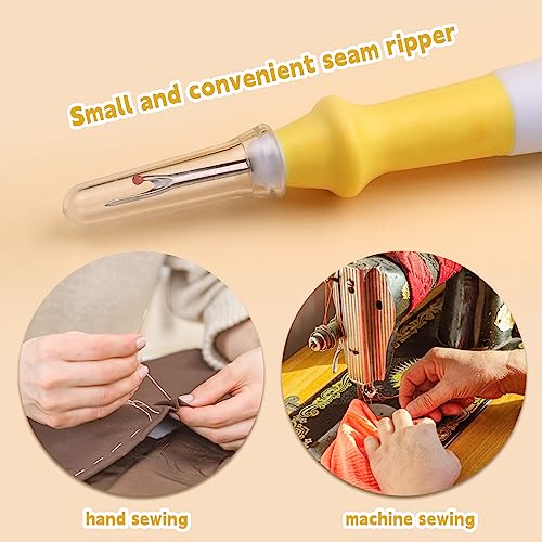 ZMAAGG Seam Ripper, Yellow Ergonomic Grip Handle, 5 PCS Stitch Remover Tool - color: Yellow