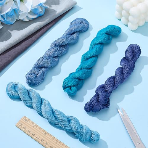 FREEBLOSS 4 Pcs Sashiko Thread Sashiko Skein 100M * 4 Colors Pure Cotton Embroidery Thread Japanese Sewing Threads Quilting & Embroidery Kit Supplies, Blue - color: Clear Blue Theme