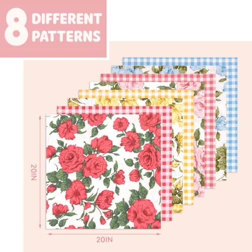 Aubliss 8pcs Fat Quarter Fabric Bundles (100% Cotton - 20'' x 20'') - color: Rose Gingham