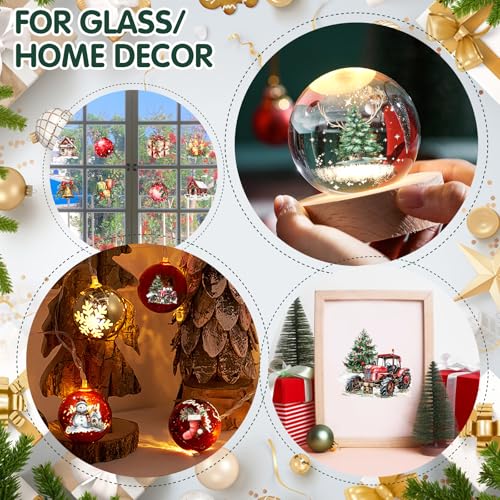 ZMRU 24 Sheets Vintage Christmas Rub On Transfers for Crafts, Rub On Transfers Christmas for Wood，Furniture Decals, Glass, Porcelain, Leather, Canvas, Fabric Projects,3 * 3inch(Cute Christmas) - color: Cute Christmas