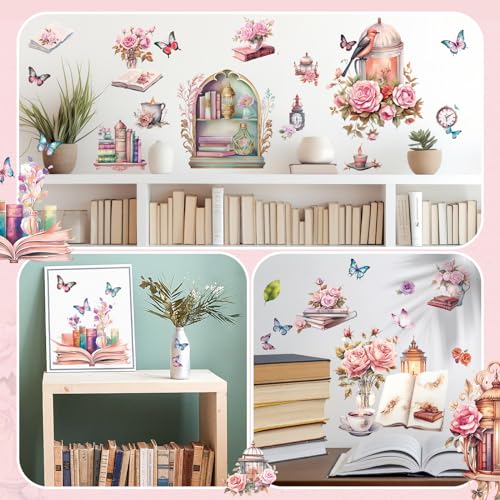 BBTO 12 Sheets Rub on Transfers for Crafts Wood Furniture DIY, 5.5" x 5.7" - style: Book