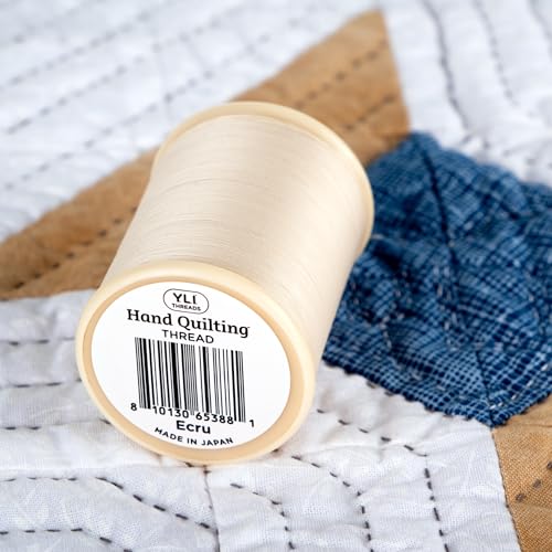YLI Hand Quilting Thread - 100% Egyptian Cotton, Glazed, Strong & Tangle-Free, 500 yd. Spool - Ecru - color: Ecru