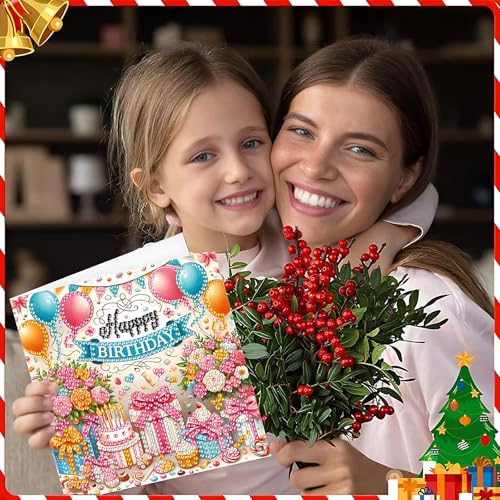 ACSAUMMY DIY Happy Birthday Diamond Art Painting Cards, 6 Pack Cake Gem Art Greeting Cards with Envelopes, 5D Diamond Dots Kits Birthday Cards Making Kits for Adults Family Friends Birthday Gifts - color: Cake-6pcs