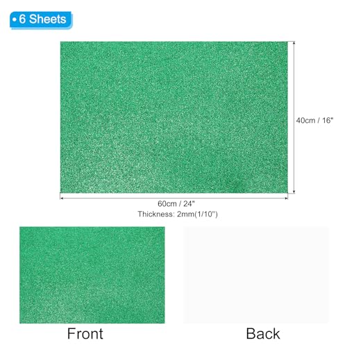 PATIKIL 2mm(1/10") Thick Adhesive Glitter Foam Sheet 16x24inch(40x60cm) Dark Green, EVA Shiny Foam Board for Craft, 6 Pcs - color: Dark Green
