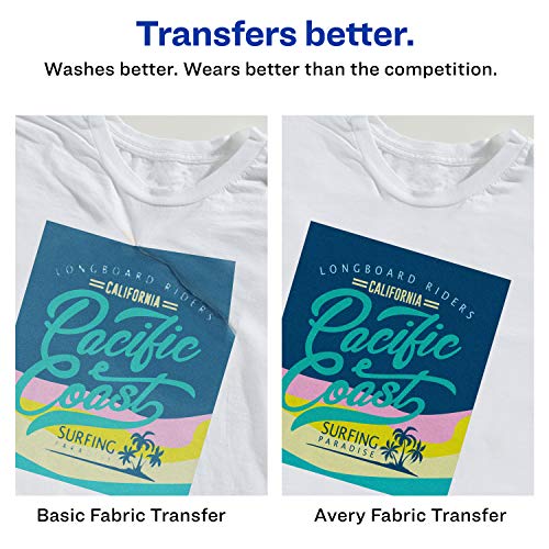 Avery Printable Heat Transfer Paper for Light Fabrics, 8.5" x 11", Inkjet Printer Compatible, 162 Sheets of Iron On Transfer Paper Total (9-Pack of 8938) - size: 8.5"x11", style: 162 sheets
