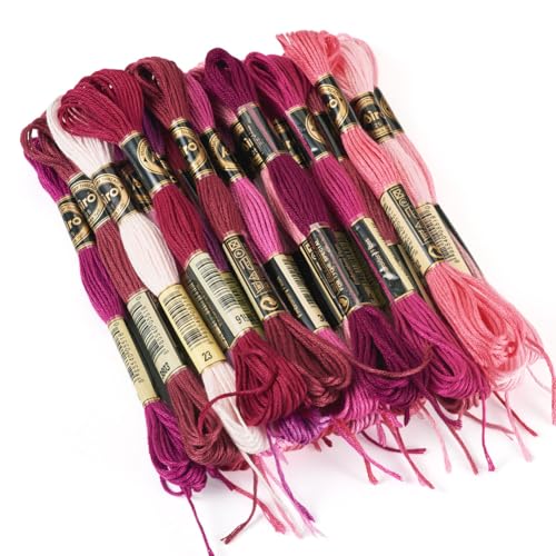 24 Bundles Polyester Embroidery Floss Cross Stitch Embroidery Thread Pastel Pink Stitch Threads Bulk 1mm Floss Thread for Jewelry Making Bracelet Stitching Craft Supply - color: Pink