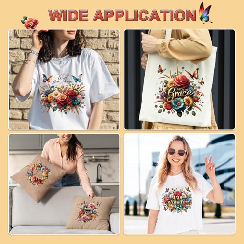 Dtf Transfers Ready to Press - 20Pcs Christian Floral Iron on Transfers, Bible Verse Iron on Decals for Tshirts, Religious Faith Heat Appliques Patches for Clothes Hat Bag Pillows DIY Crafts - color: Christian Floral668