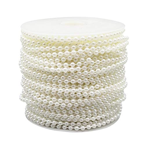4MM Beaded Trim White Crafts Faux Pearl Beads Garland Roll Strand 131FT - color: White, size: 4mm