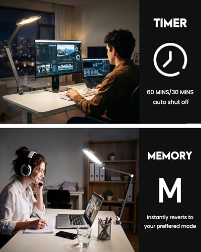 Zoom Lighting for Computer, LED Desk Lamp with Clamp for Video Conference - color: Black-F618