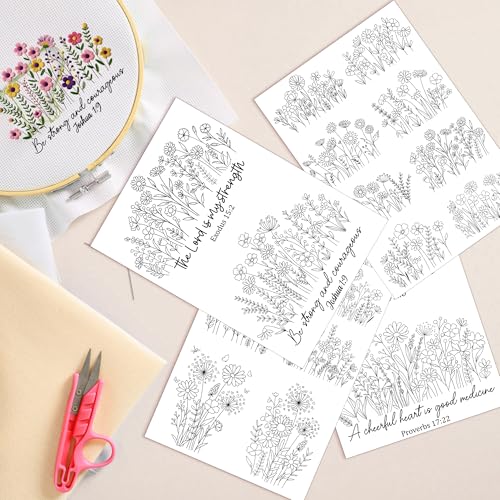 Bible Flower Embroidery Patterns, Water Soluble Stick and Stitch Paper - style: Flower974