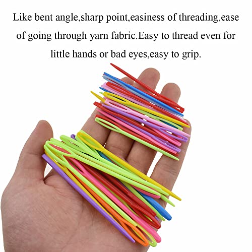 Hahiyo Colorful Yarn Darning Tapestry Sewing Needles Safety Weave Crochet No Poke Big Eye Smooth Get Yarn in Bright Visible Easy Find Close Off Ends Not Snag Not Leave Big Hole Fade Plastic 2 Sizes - size: Colorful-2.76 "/3.54 "-40Pieces
