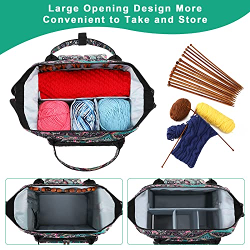 crochet bag,knitting bagBackpack and Tote Bag Storage Bag ，Large capacityYarn Storage Organizer Travel Crochet Bag Women Carrying Crochet Accessories Knitting Needles Crochet - color: GREEN
