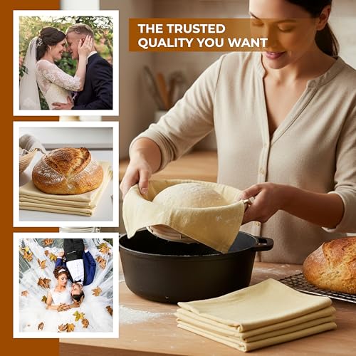 Natural - Blank Plain - Linen Tea Towels For Kitchen - For Crafting Embroidery Baking Sourdough Bread Proofing - 100% Cotton Flour Sack Dish Towels - 18"X28" - 3 Pack - Heavy Weight High Threadcount - size: 18"x28" Set of 3