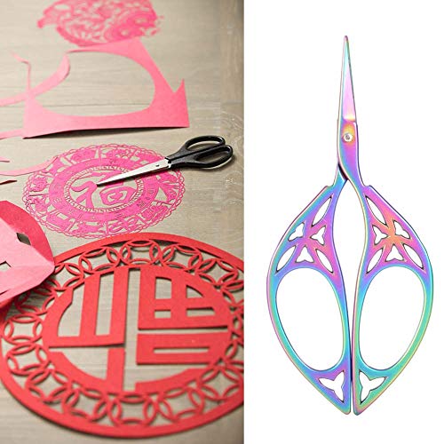 Vintage Creative Leaf Design Scissors, Stainless Steel Needlework Scissors with Gift Package for Embroidery, Sewing, DIY(color)