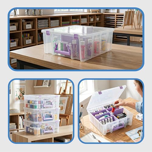 ArtBin Super Satchel Double Deep, 8-Compartment Craft Box, Purple
