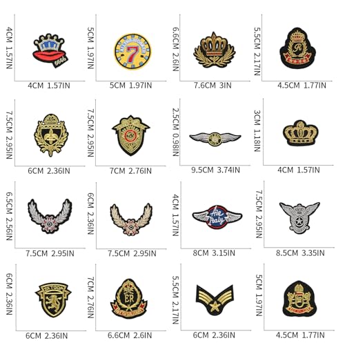 16pcs Badge Iron/Sew on Patches, Cool Retro Embroidered Applique, Fashion Decoration for Clothes, Hat, Bag, Dress, Shirt, Jeans - color: 16pcs Badge