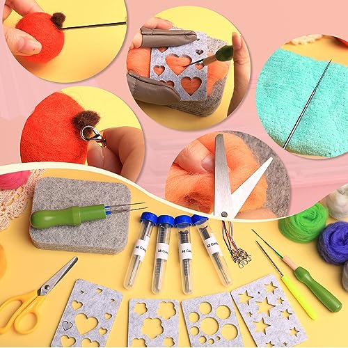 JUPEAN 221 Pcs Needle Felting Kits for Beginners Adults Wool Felting Kit - style: Style D